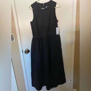 DKNY Black midi dress ruched neckline